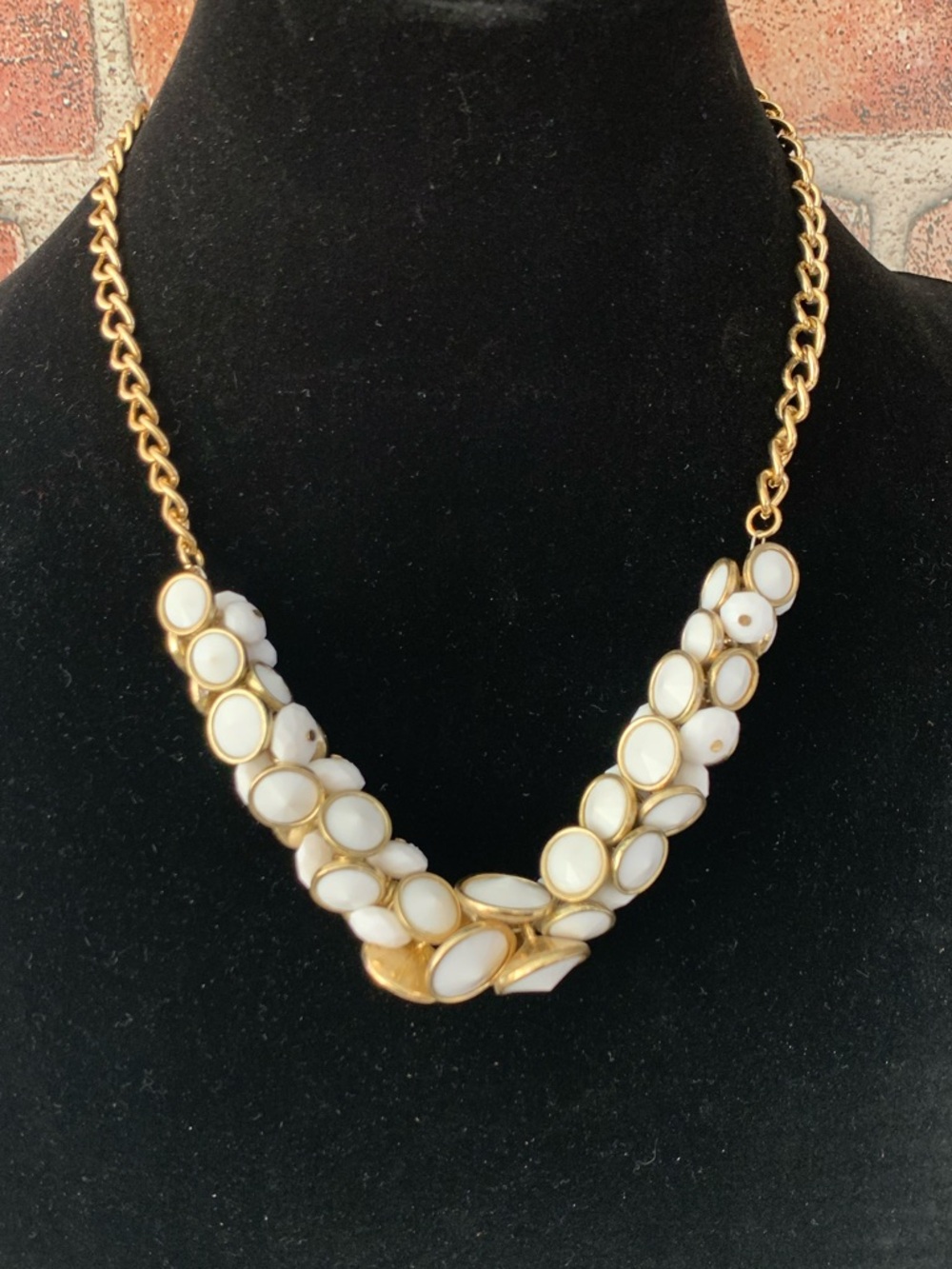 Devan White Cluster Beads Golden Chain Necklace